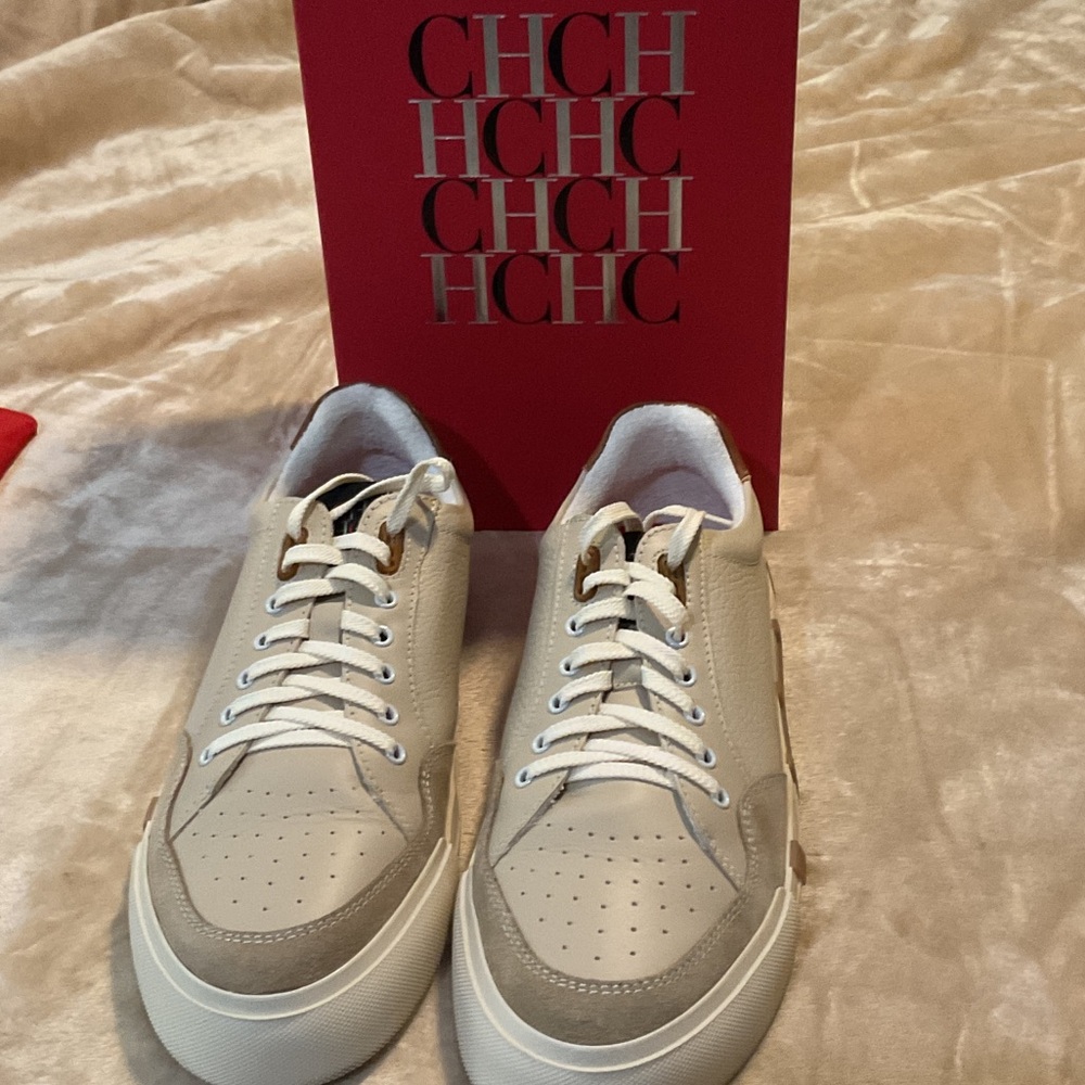 Carolina Herrera Beige and White Sneakers